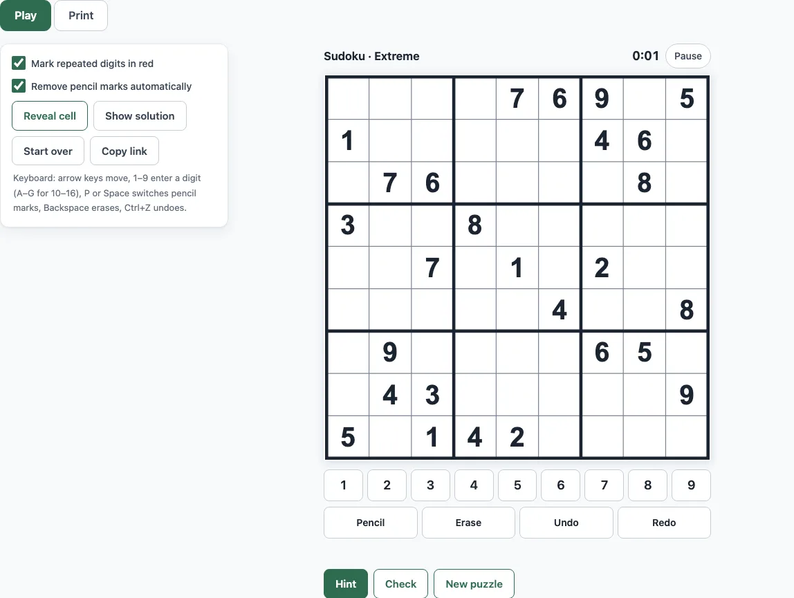 Extreme sudoku example