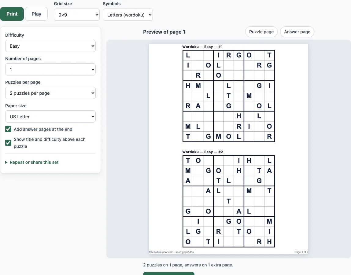 Wordoku example